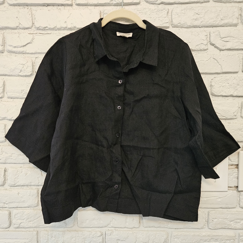 NWOT Eileen Fisher Petite medium linen short sleeve shirt